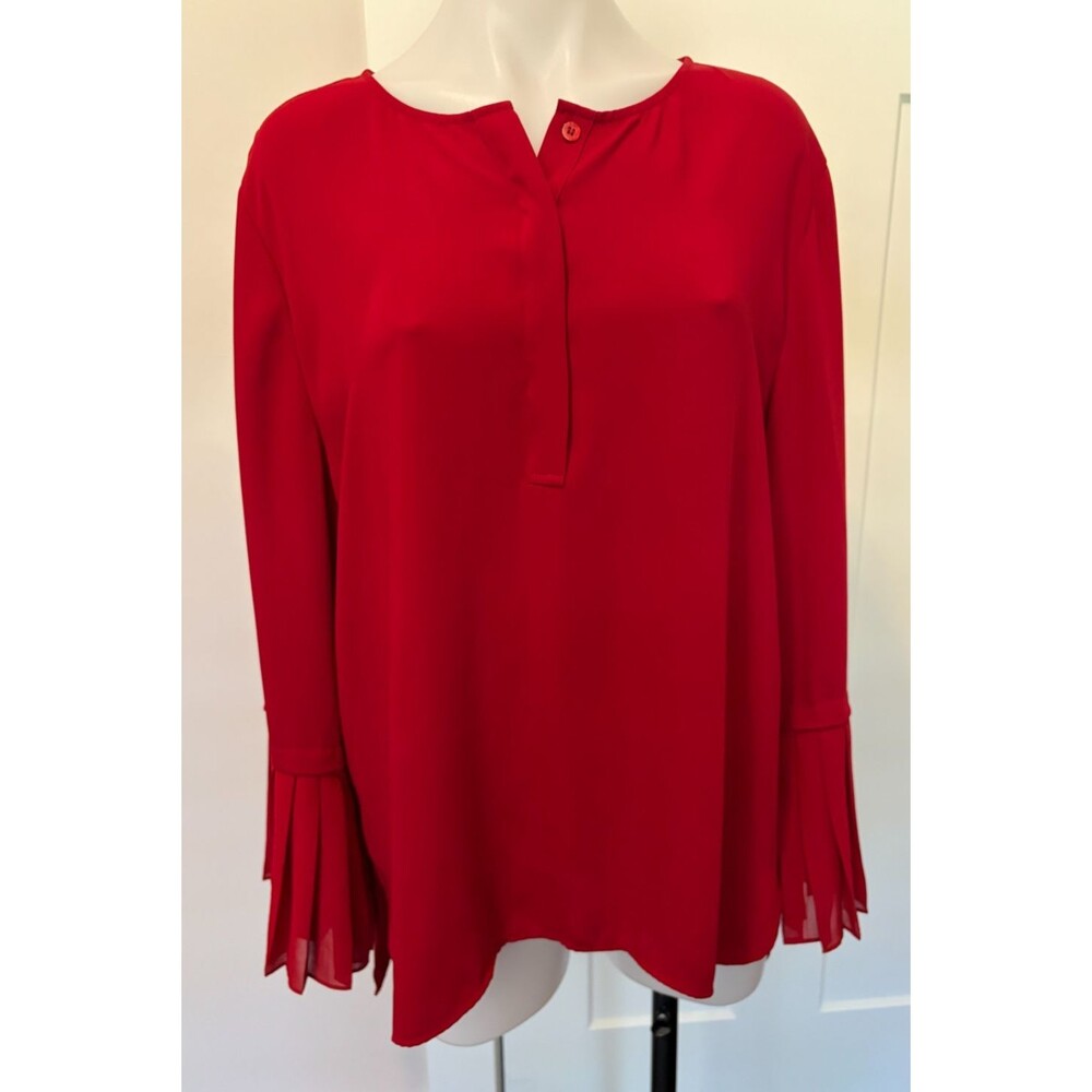 CHICOS Womens Popover TOP Long Flared Sleeve RED Size 3 (16/18)
